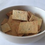almond flour crackers with rosemary in bowl